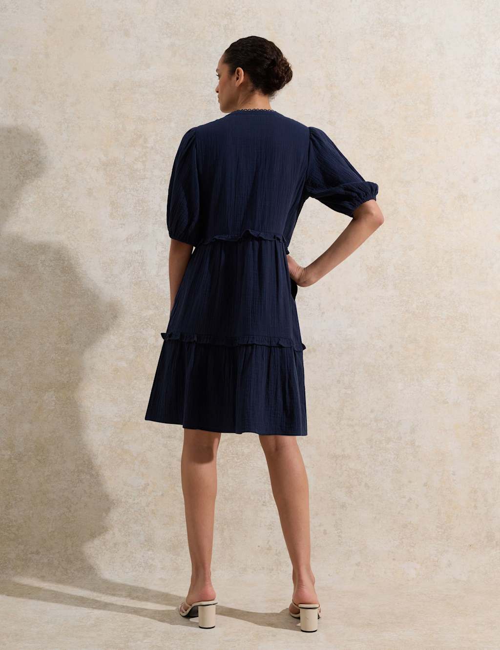 Pure Cotton V-Neck Mini Swing Dress 3 of 4