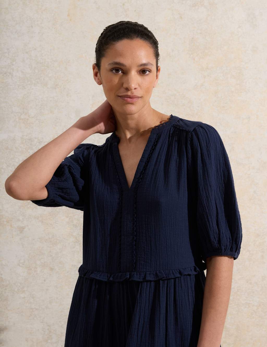 Pure Cotton V-Neck Mini Swing Dress 4 of 4