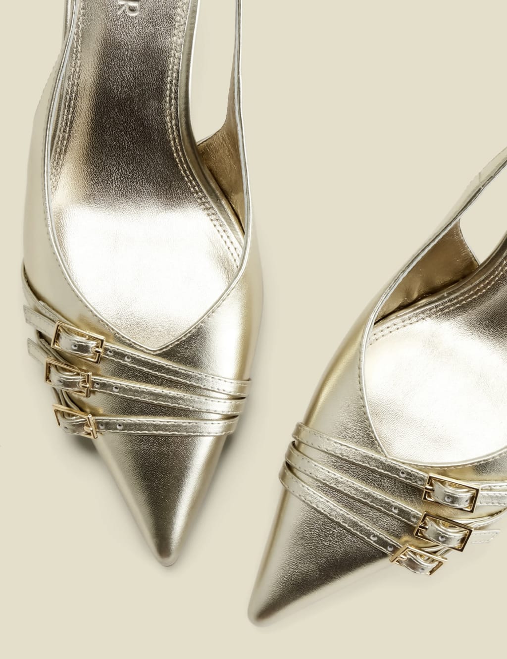 Leather Metallic Kitten Heel Slingback Shoes 4 of 4