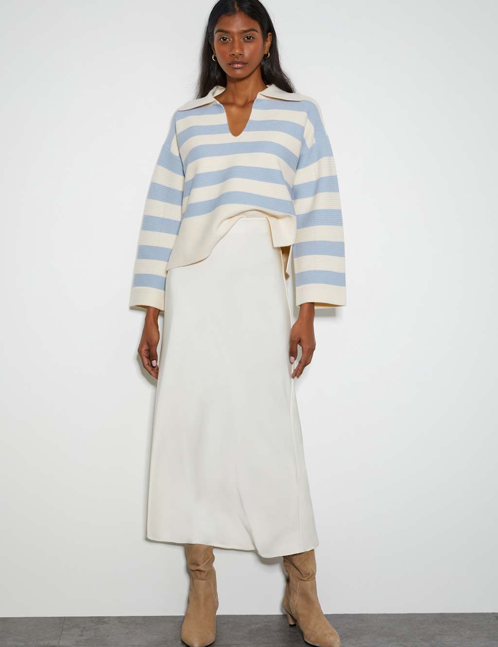 Striped Collared Open Neck Jumper 3 of 6