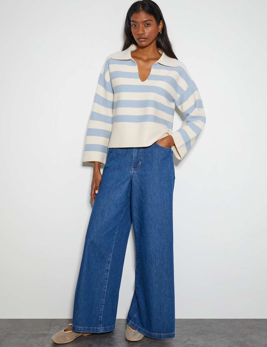 Striped Collared Open Neck Jumper 5 of 6