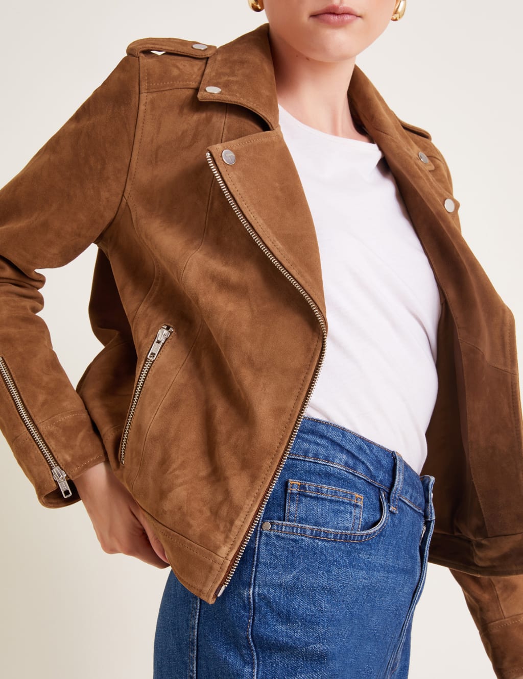 Suede Collared Biker Jacket 4 of 5
