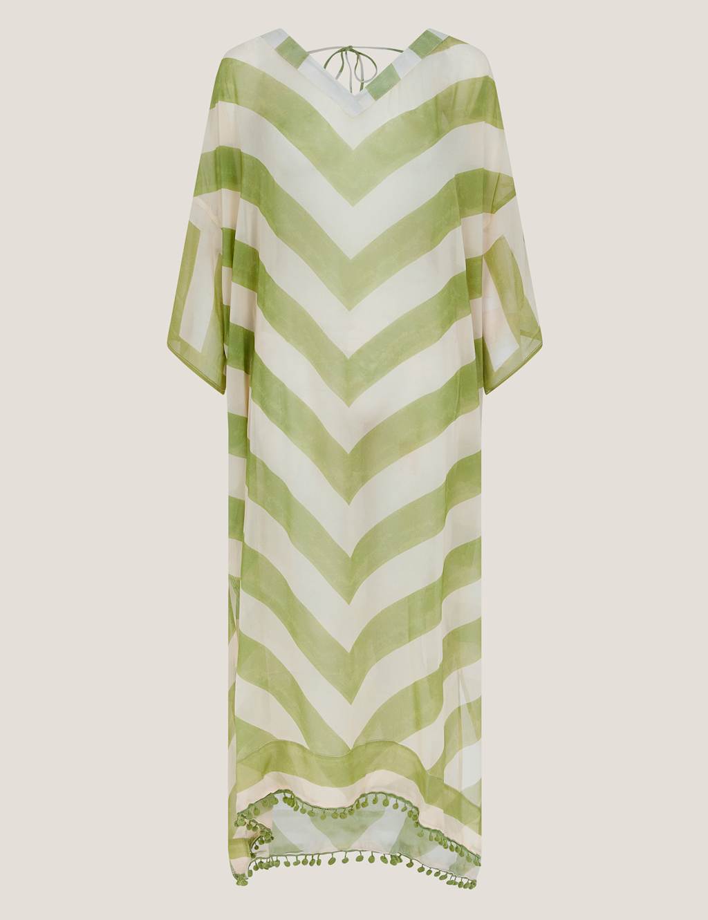 Striped V-Neck Tie Detail Maxi Kaftan 2 of 5