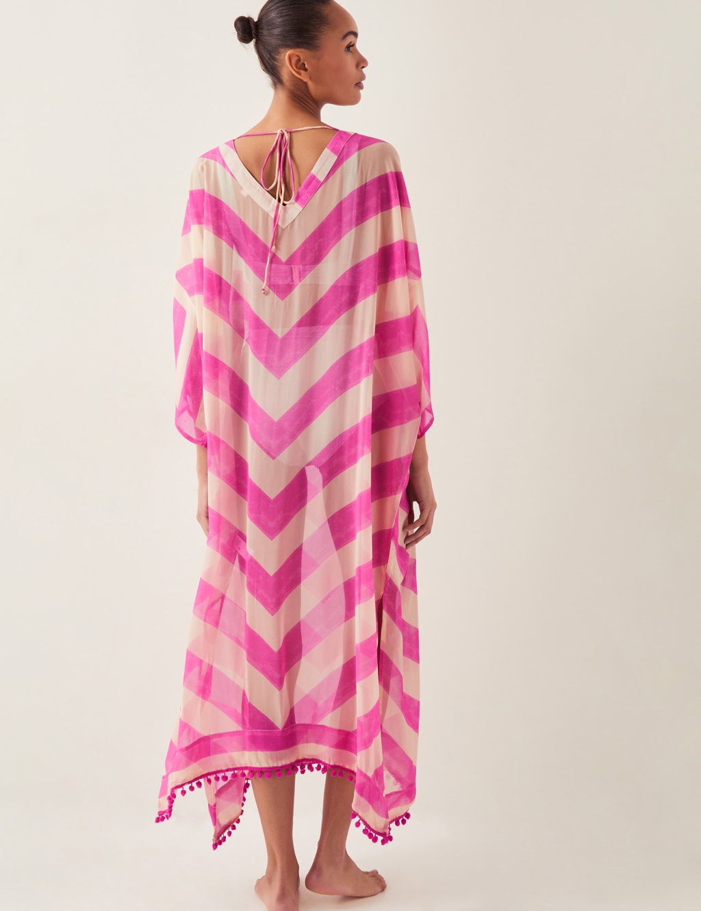 Striped V-Neck Midaxi Kaftan Beach Dress 4 of 4