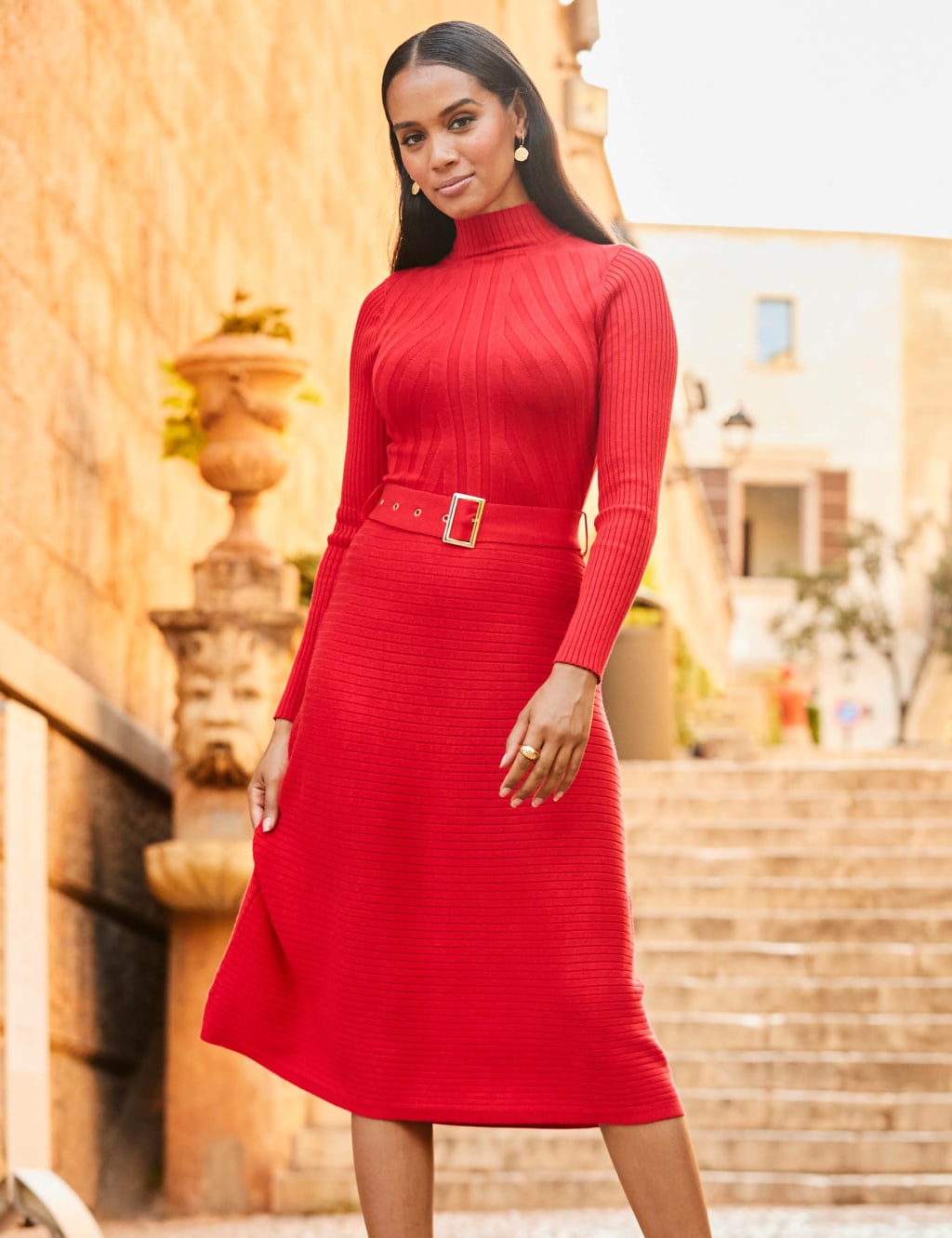 Knitted Funnel Neck Midi Jumper Dress 2 of 4