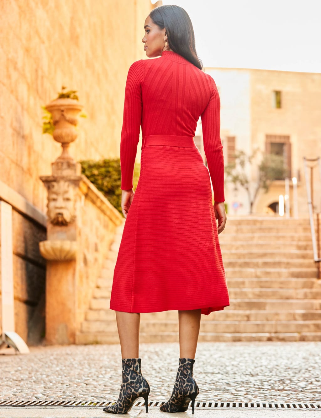 Knitted Funnel Neck Midi Jumper Dress 4 of 4