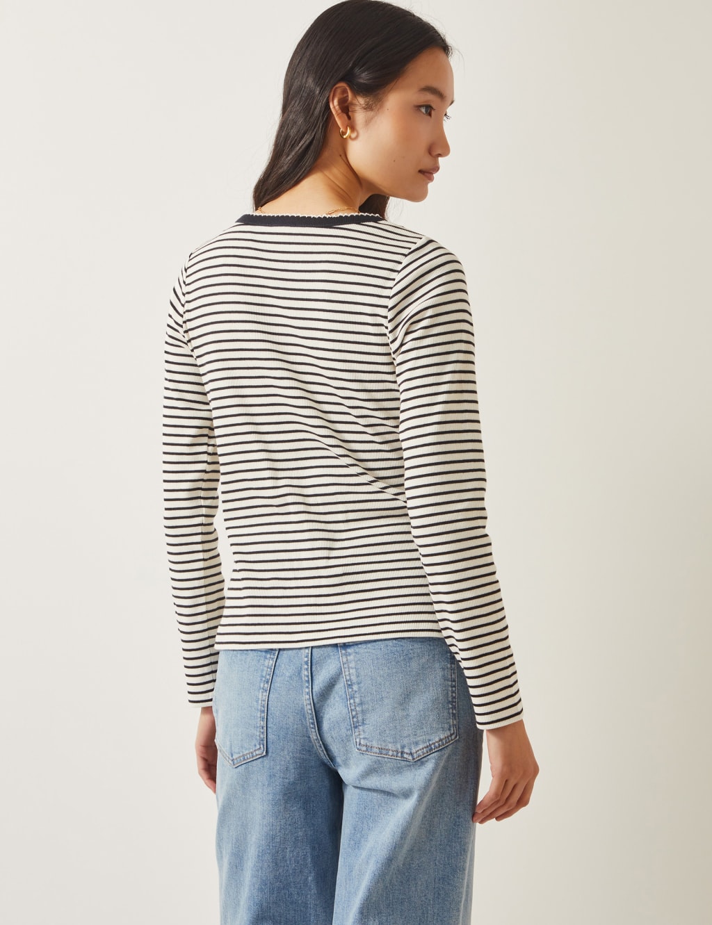 Cotton Rich Striped Button Through Top 4 of 4