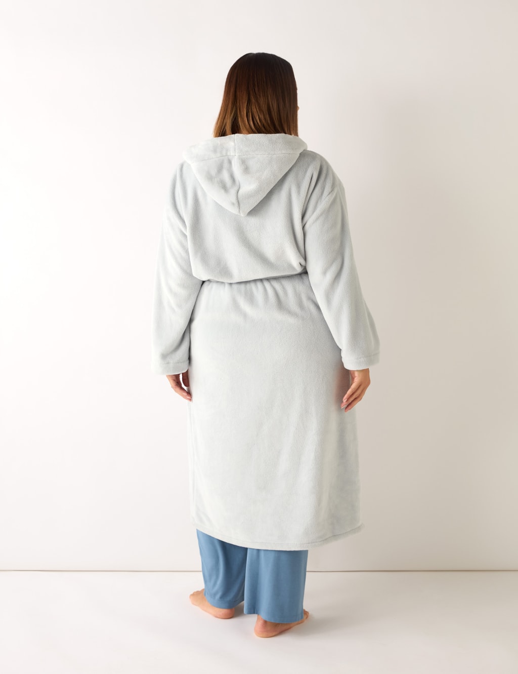 Fleece Hooded Dressing Gown Live Unlimited London M S
