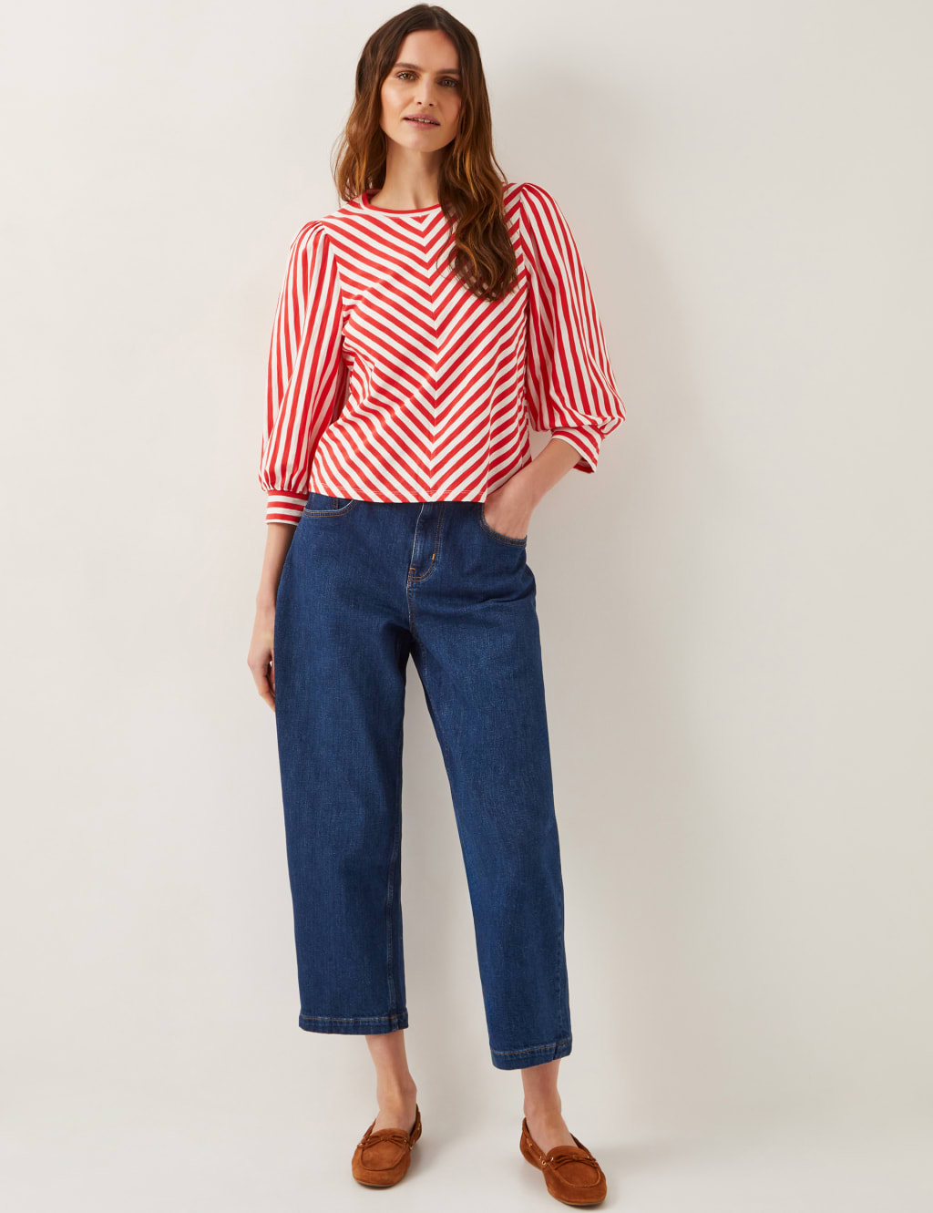 Pure Cotton Jersey Striped Puff Sleeve Top 2 of 4