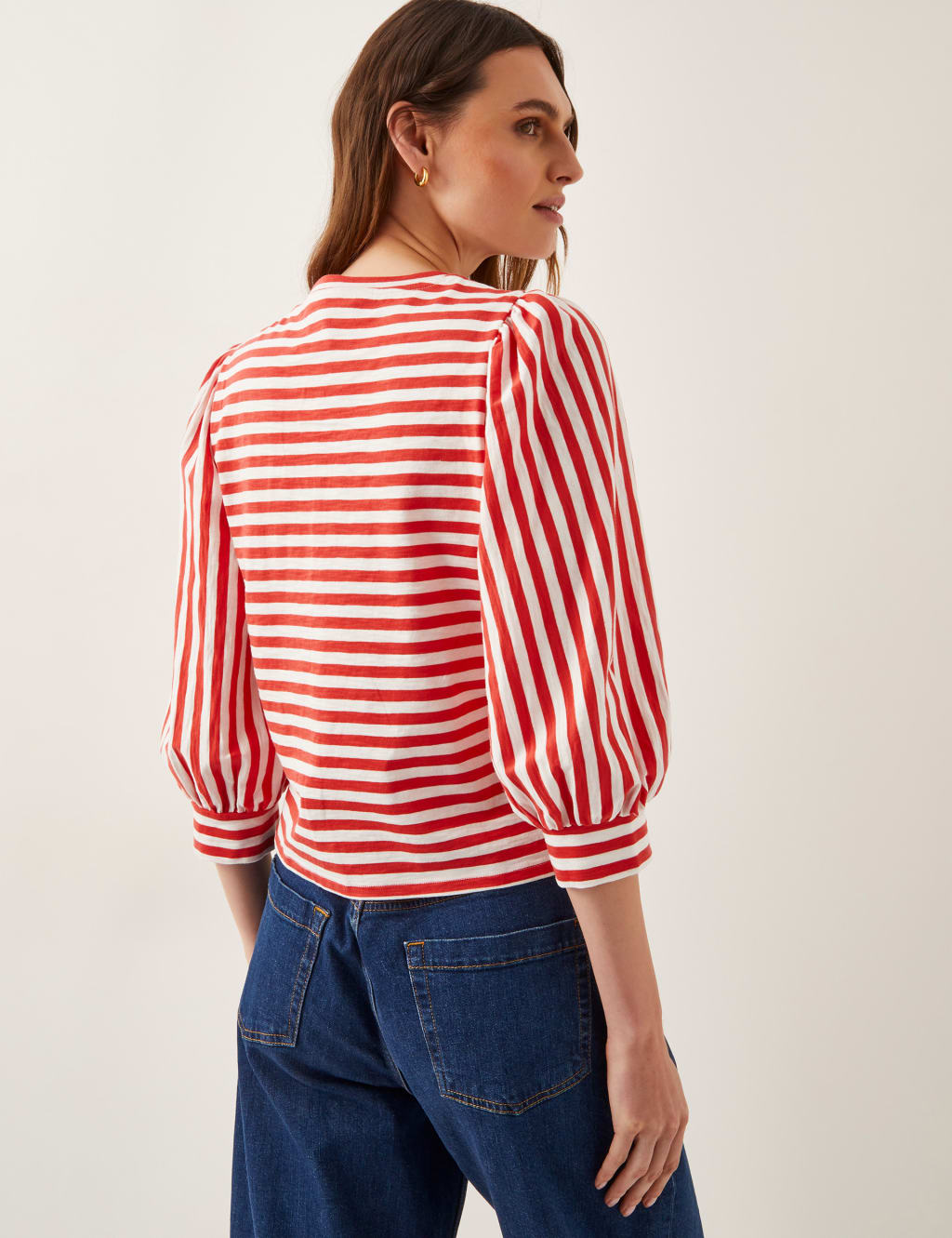 Pure Cotton Jersey Striped Puff Sleeve Top 4 of 4