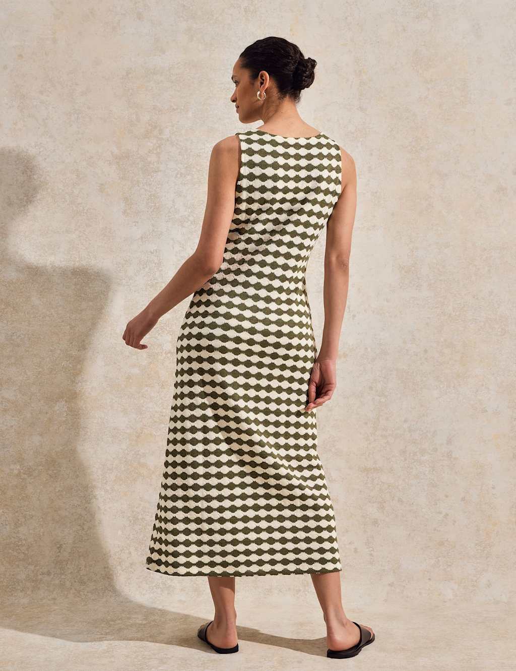 Knitted Geometric Scoop Neck Midaxi Slip Dress 2 of 3