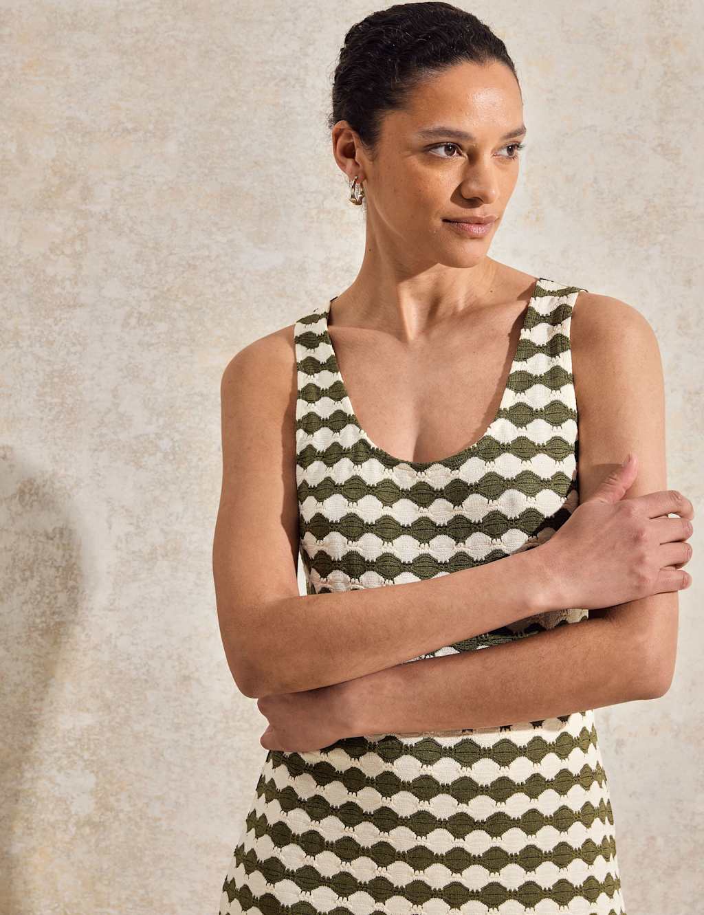 Knitted Geometric Scoop Neck Midaxi Slip Dress 3 of 3