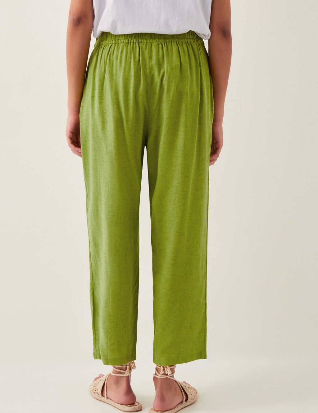 Drawstring Straight Leg Trousers with Linen 4 of 4