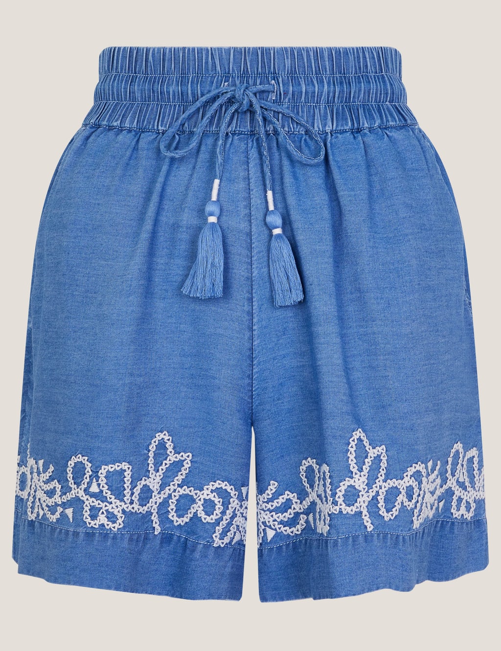 Pure Lyocell Embroidered High Waisted Shorts 3 of 5