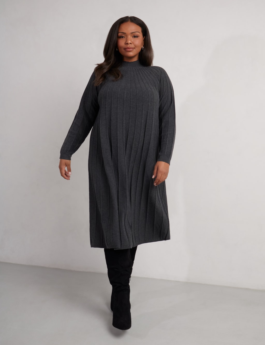 Ribbed Midi Jumper Dress 2 of 4
