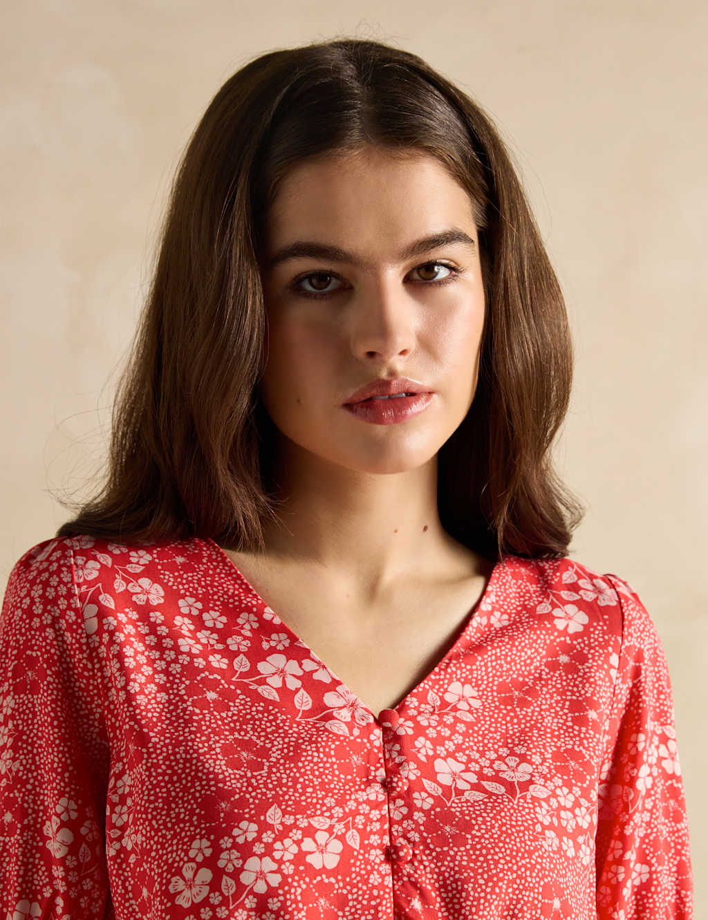 Floral V-Neck Midi Waisted Dress 5 of 6