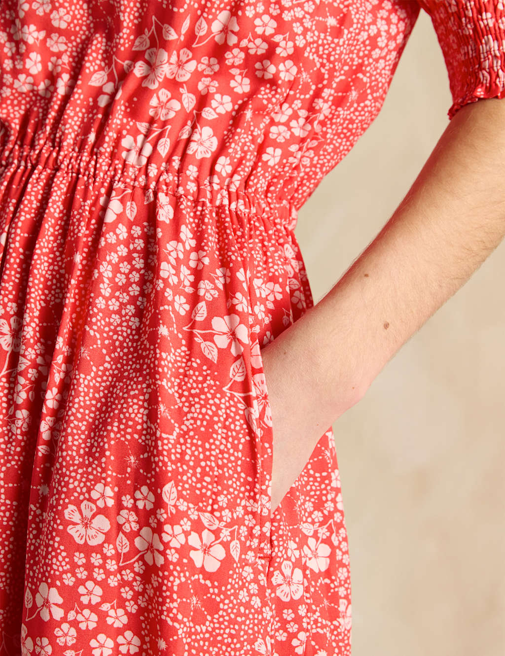 Floral V-Neck Midi Waisted Dress 6 of 6