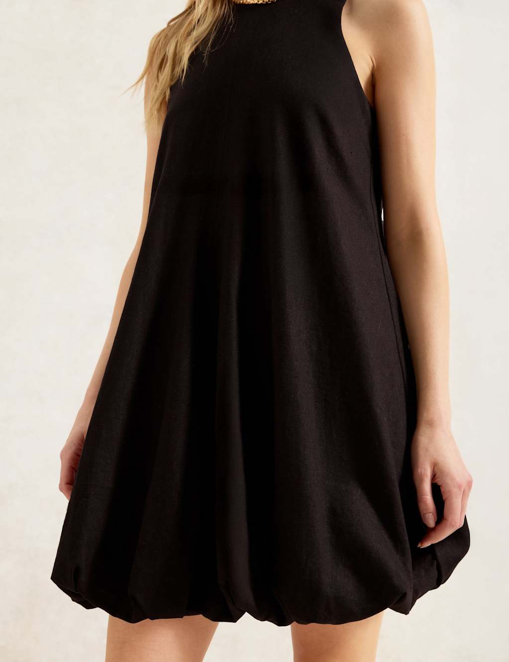 Linen Rich Bubble Hem Mini Shift Dress 2 of 3