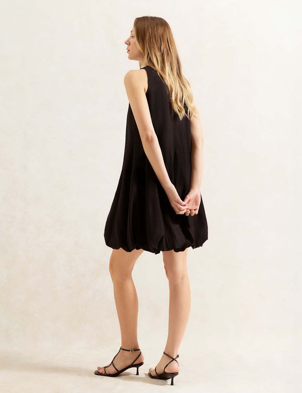 Linen Rich Bubble Hem Mini Shift Dress 3 of 3