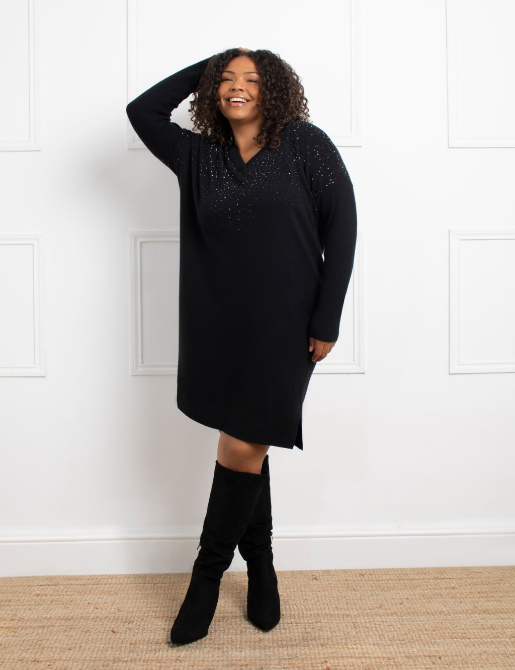 V neck jumper dresses hot sale