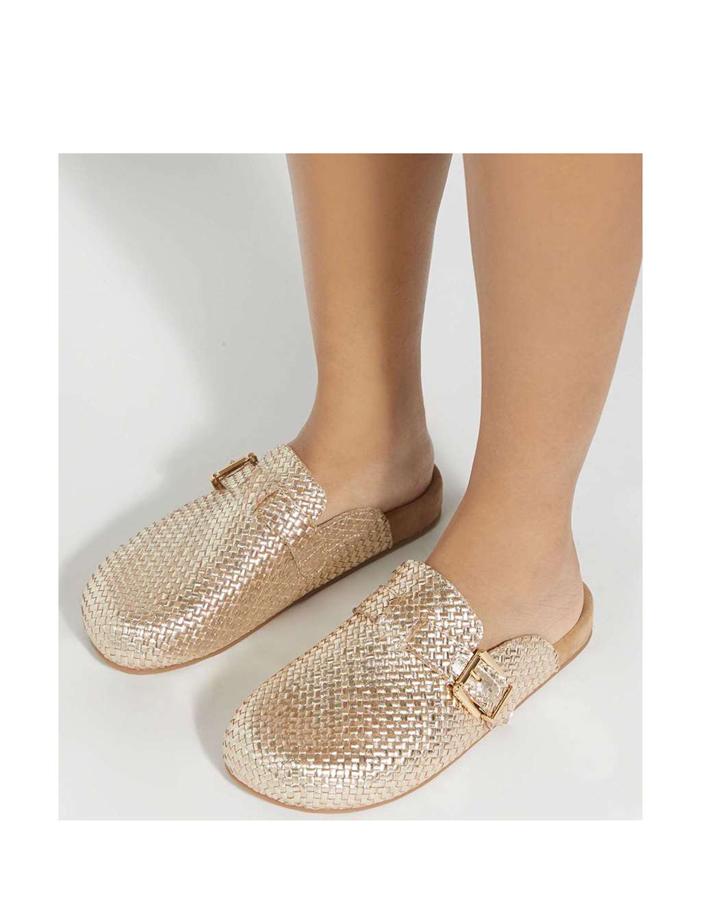 Leather Woven Flat Mules 2 of 6