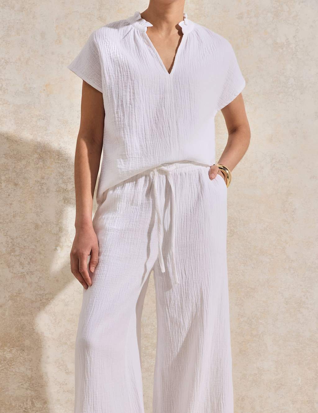 Pure Cotton Frill Neck Top 2 of 5