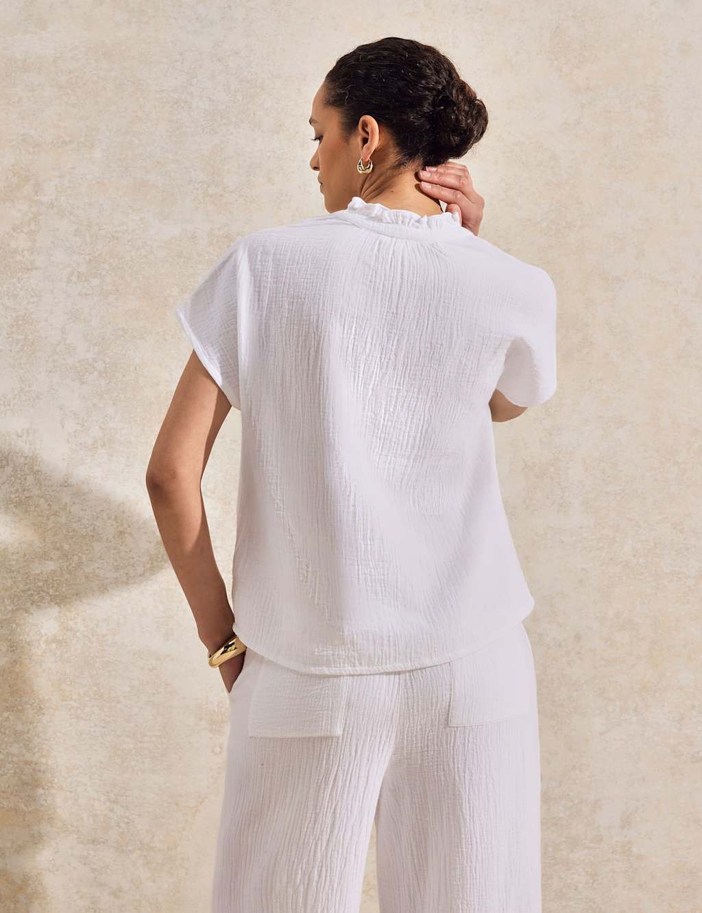 Pure Cotton Frill Neck Top 5 of 5