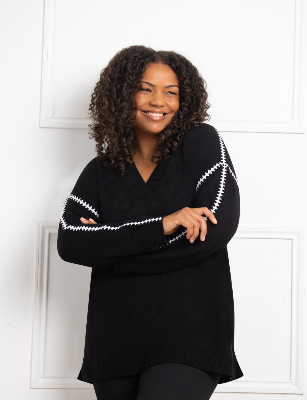 Plus size v neck jumpers top