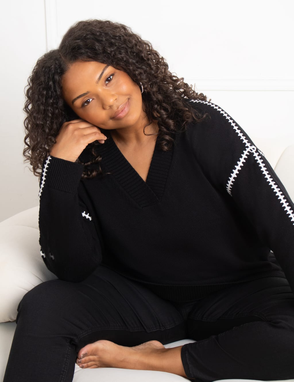 Cotton Blend V-Neck Jumper 3 of 4