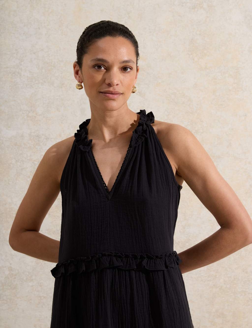 Pure Cotton Frill Detail Mini Swing Dress 2 of 4