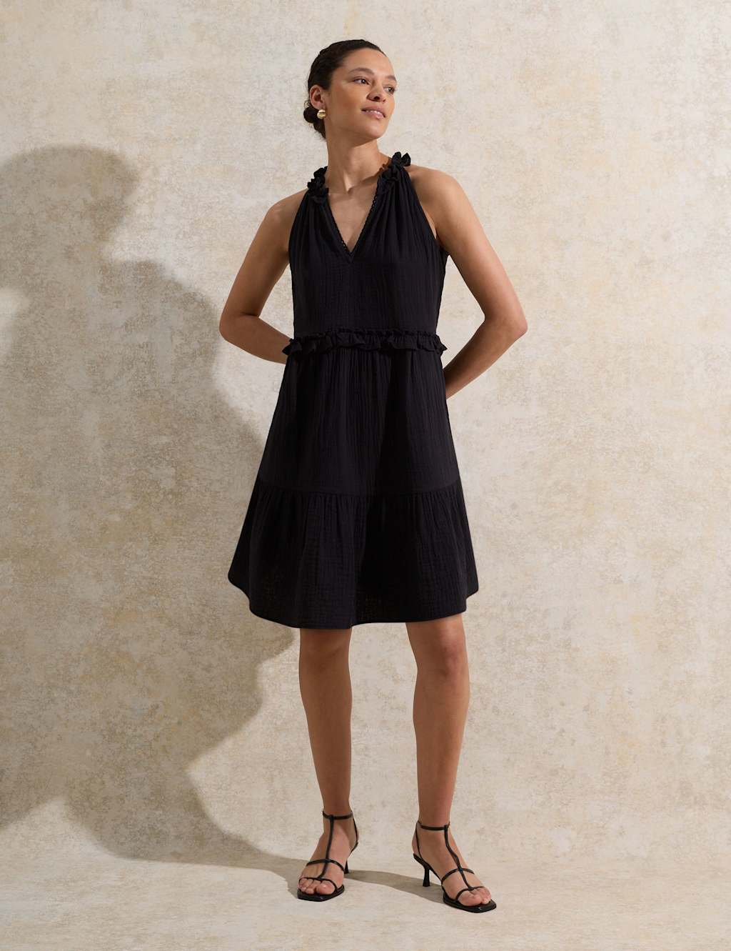 Pure Cotton Frill Detail Mini Swing Dress 4 of 4