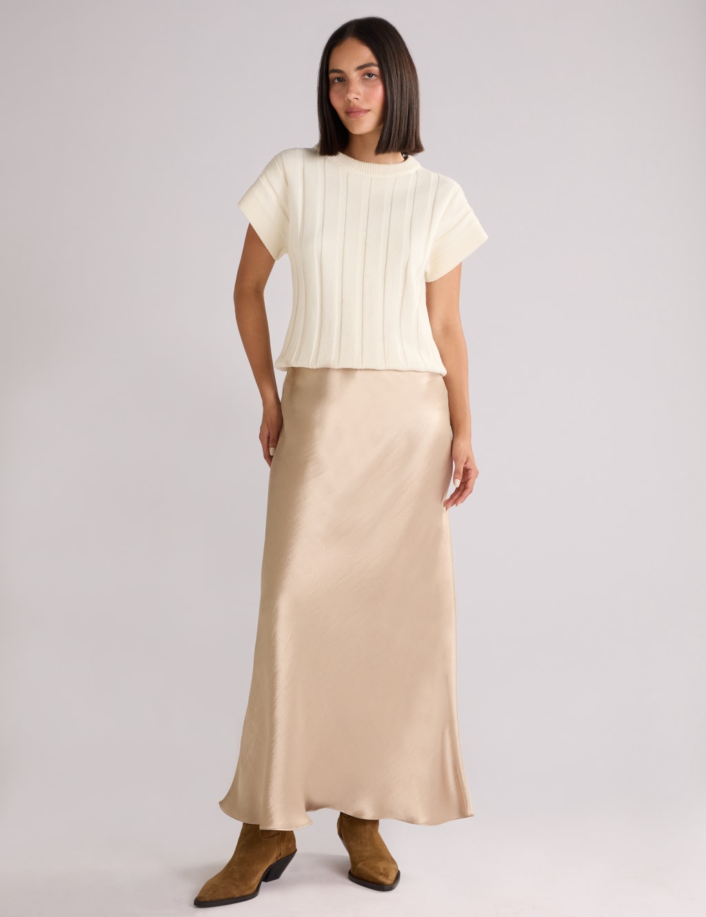 Metallic skirt satin sales
