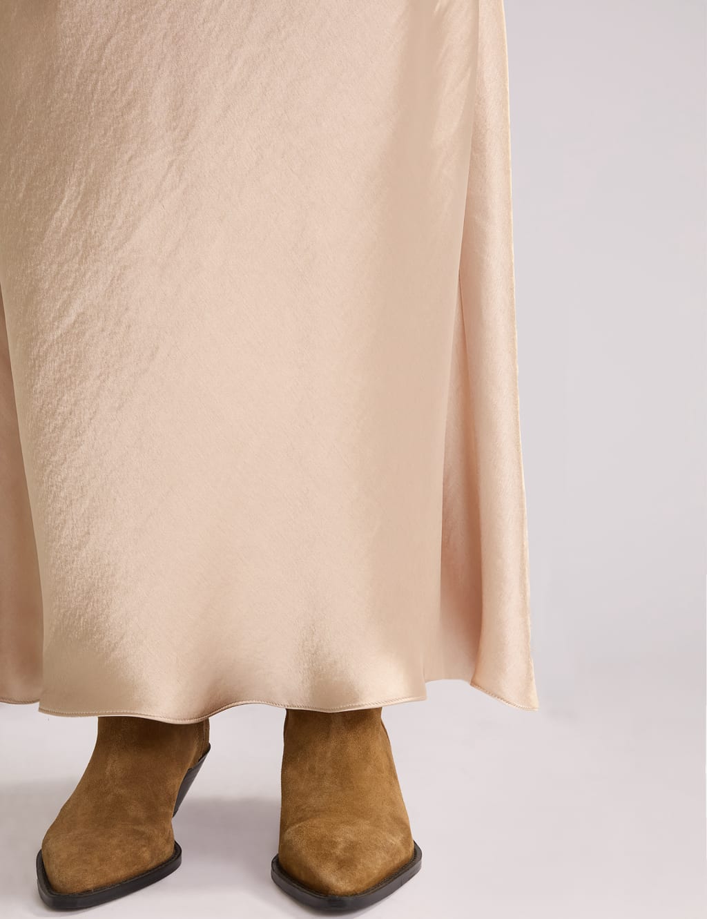 Metallic satin maxi skirt top