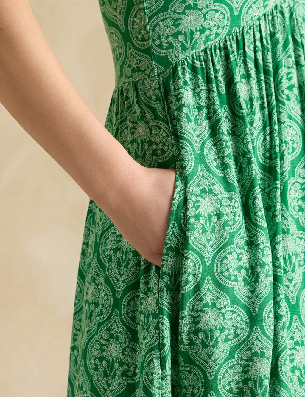 Jersey Printed V-Neck Midaxi Waisted Dress 6 of 6