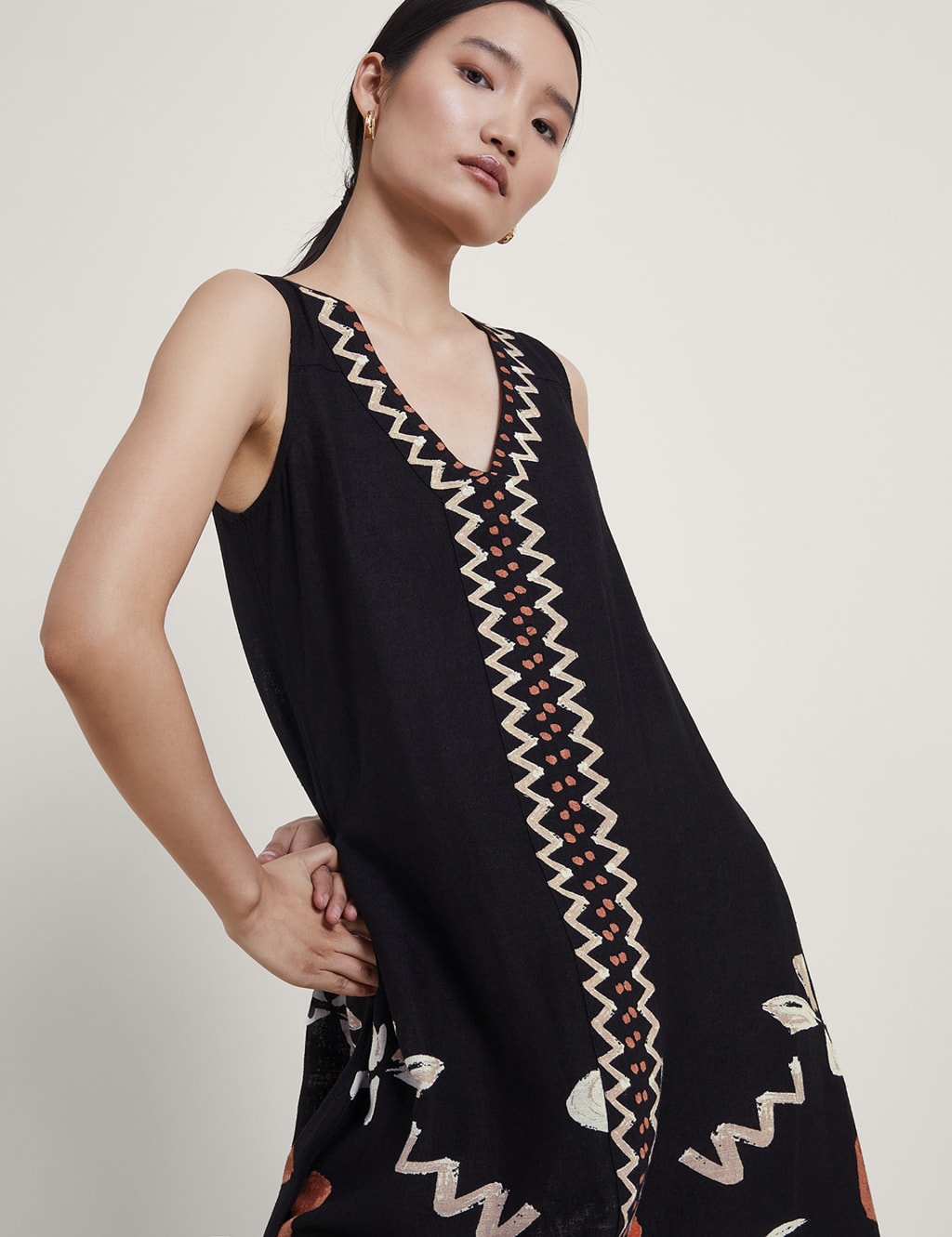 Linen Blend Printed Midaxi Shift Dress | Monsoon | M&S Linen Blend Printed Midaxi Shift Dress | Monsoon | M&S