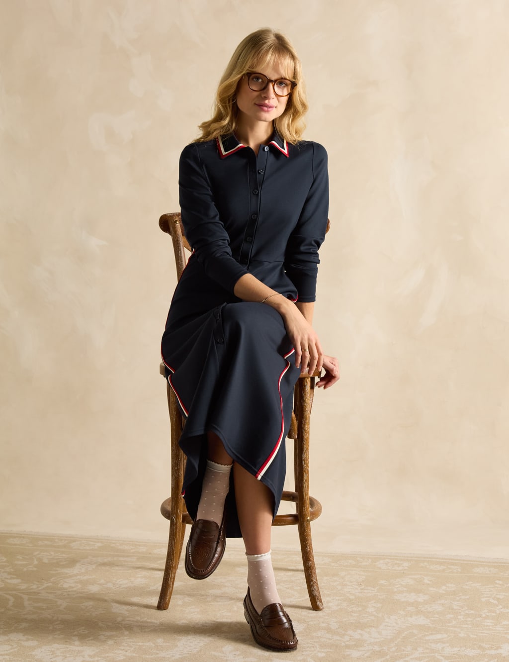 Jersey Patterned Collared Midaxi Shirt Dress 3 of 6