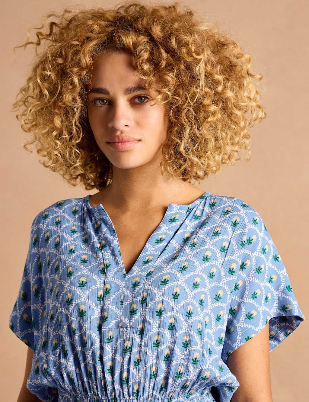 Floral Notch Neck Midaxi Waisted Dress 5 of 7