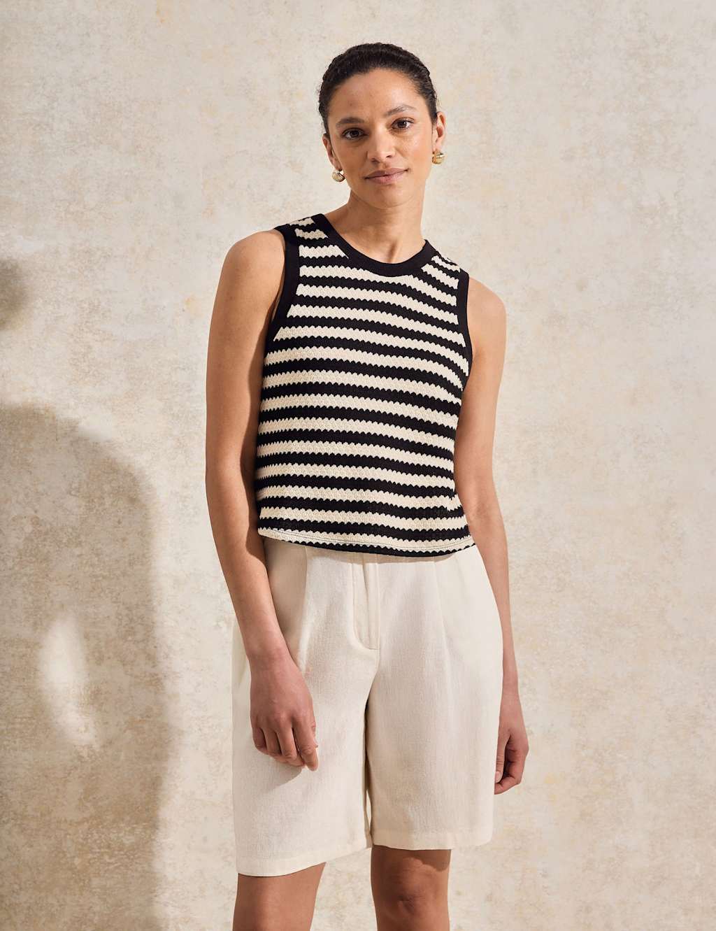 Cotton Blend Striped Vest 2 of 6