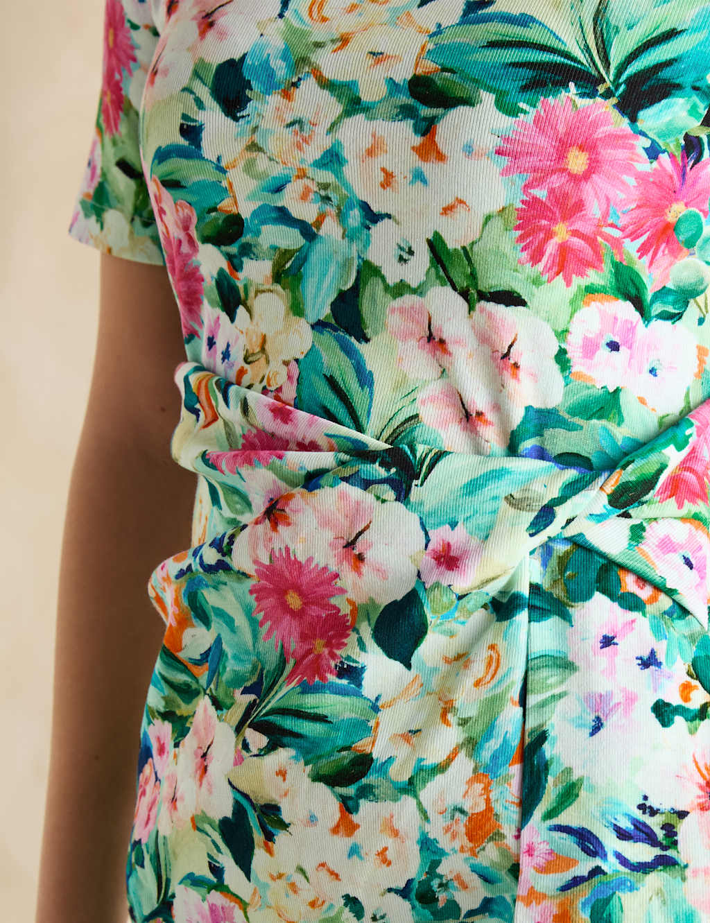 Jersey Floral Twist Front Midaxi T-Shirt Dress 6 of 6