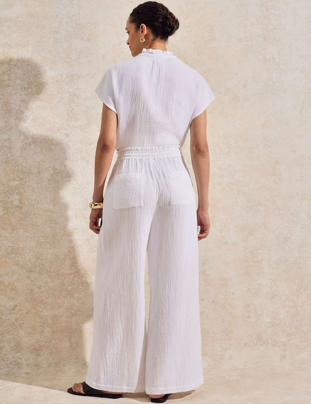 Pure Cotton Wide Leg Trousers 2 of 5