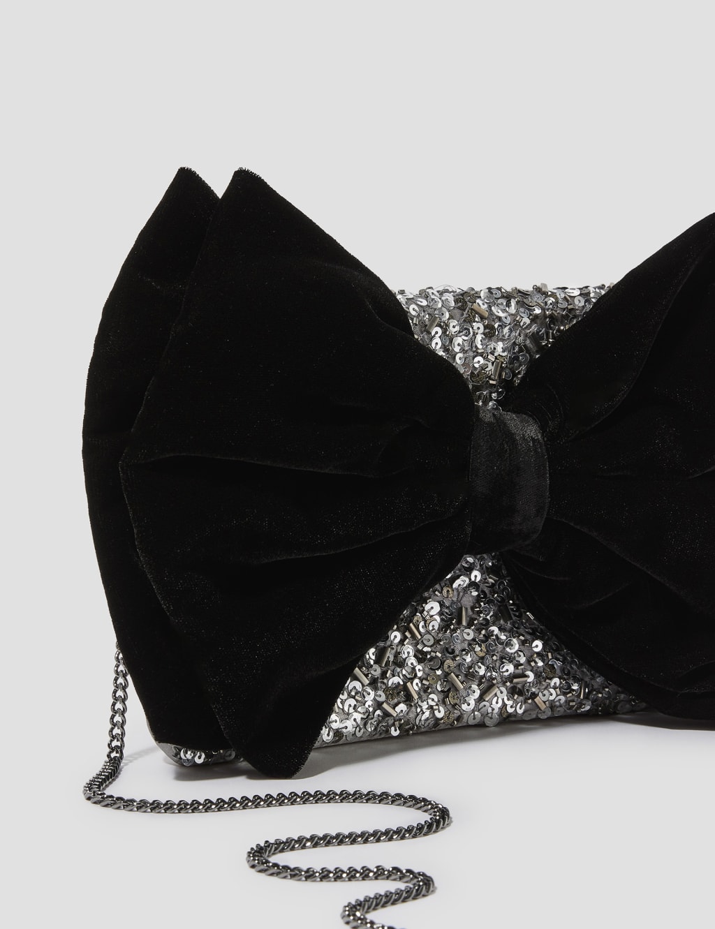 Sequin Bow Chain Strap Clutch Bag 2 of 4