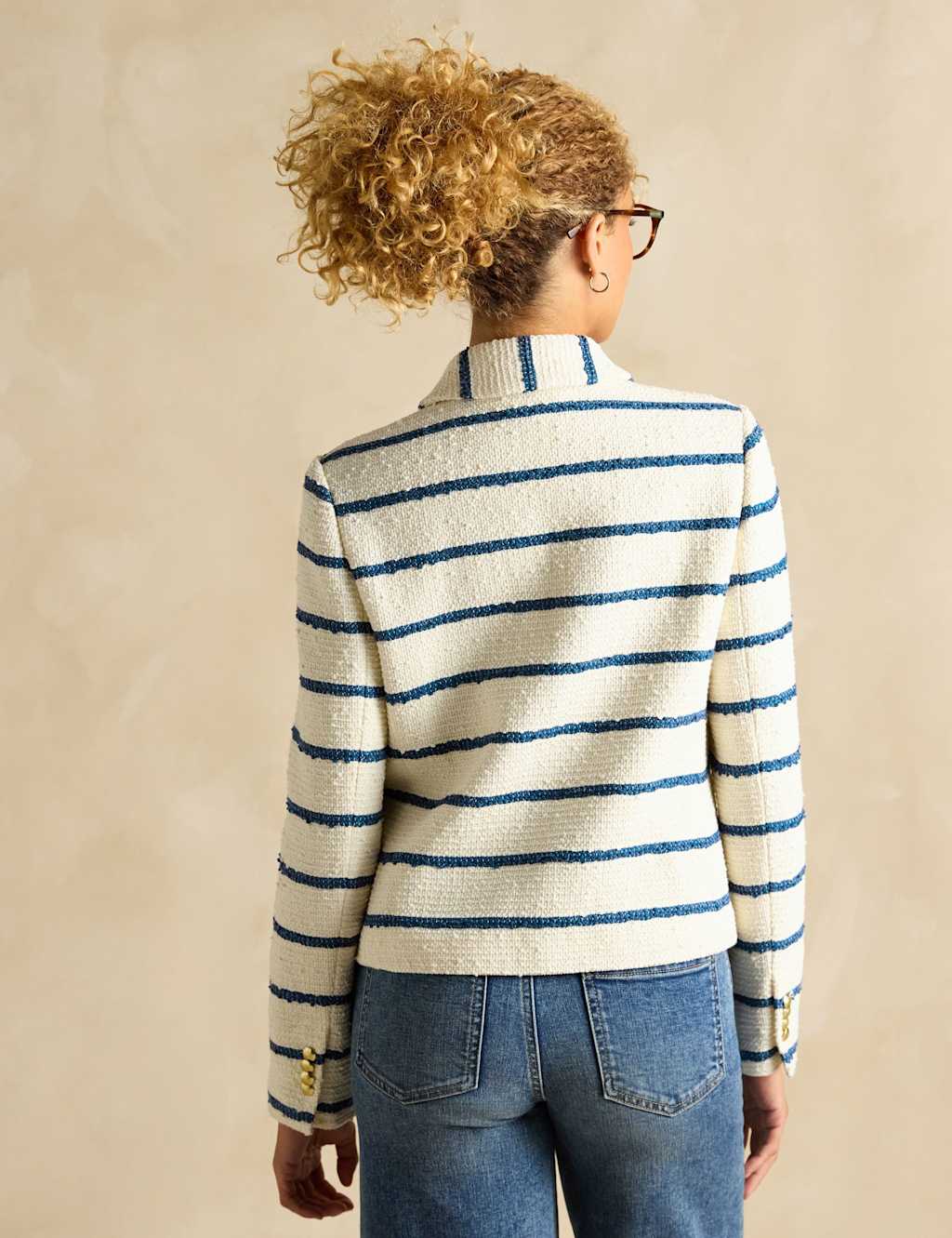 Cotton Rich Striped Collared Jacket 4 of 6