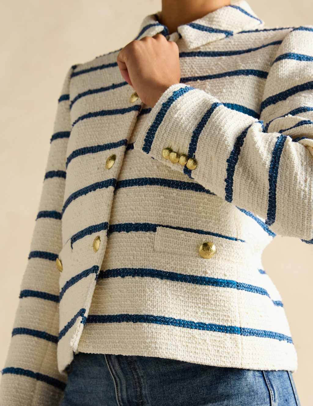 Cotton Rich Striped Collared Jacket 5 of 6