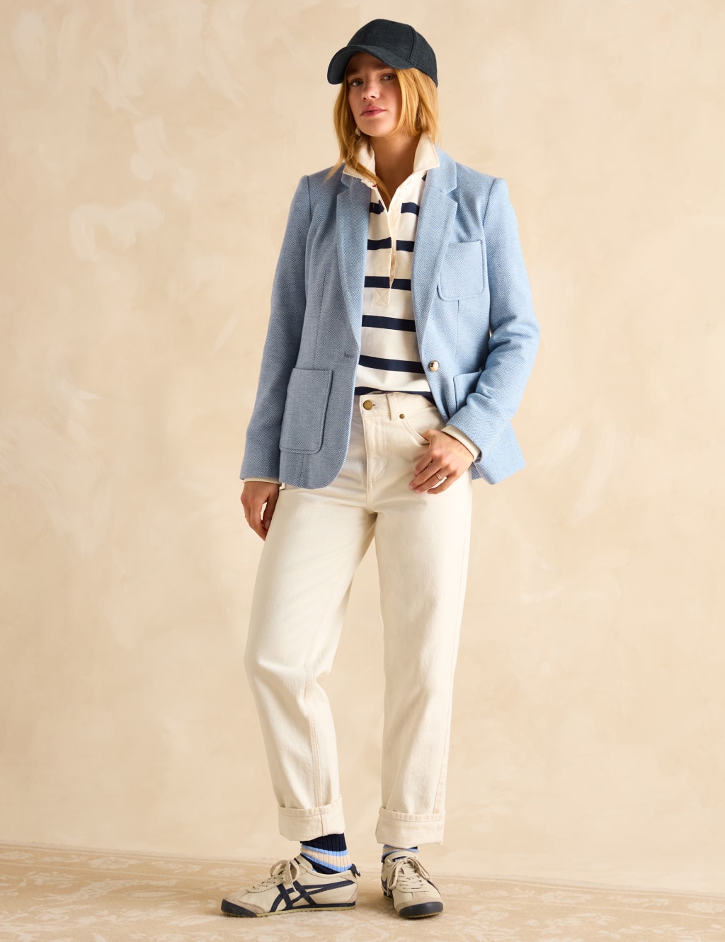 Cotton Rich Herringbone Single Breasted Blazer 4 of 10