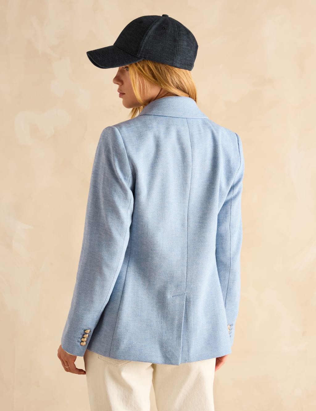 Cotton Rich Herringbone Single Breasted Blazer 6 of 10