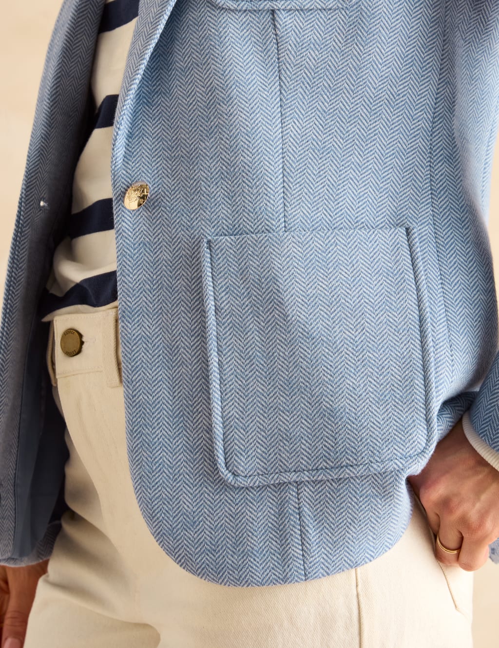Cotton Rich Herringbone Single Breasted Blazer 7 of 10