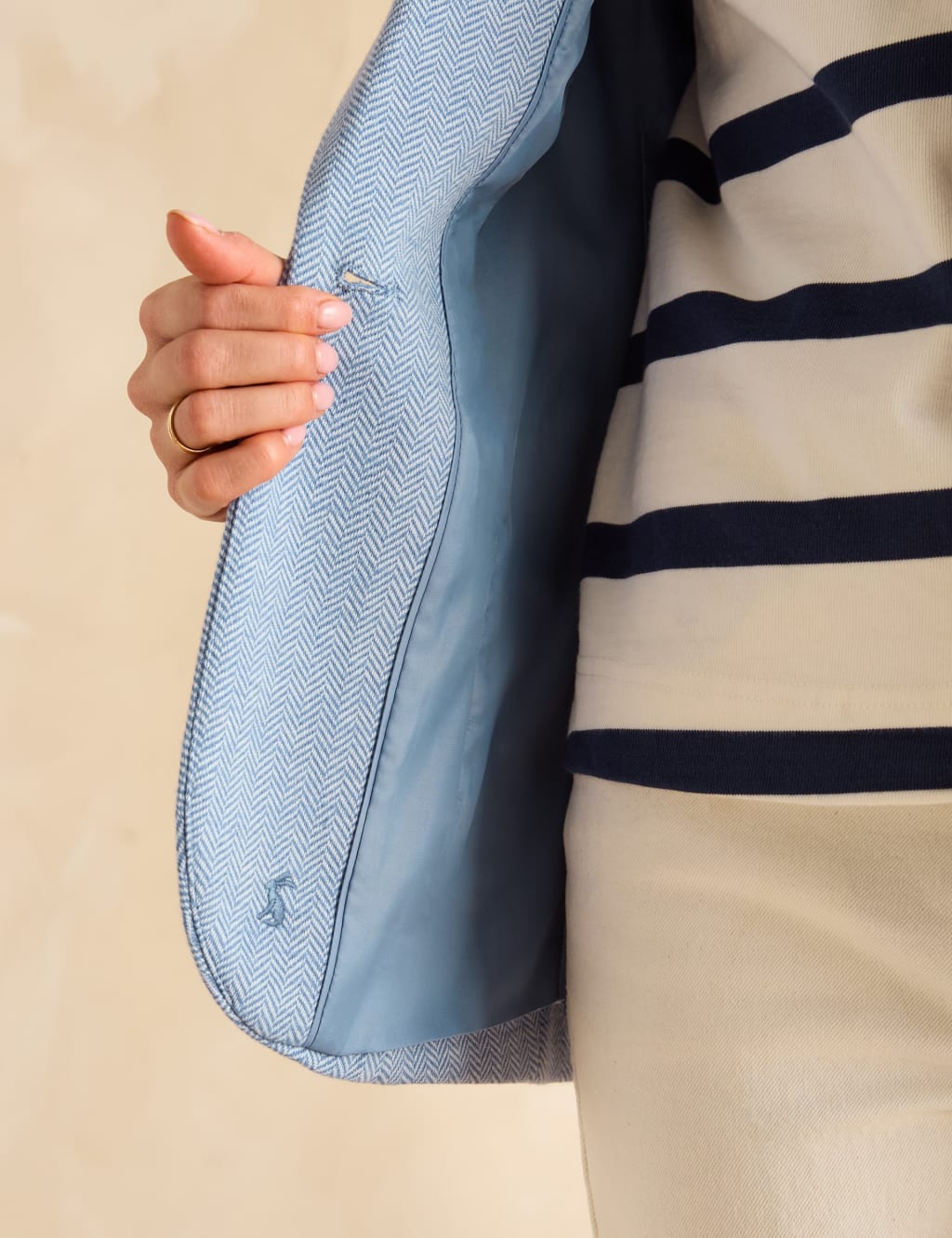Cotton Rich Herringbone Single Breasted Blazer 8 of 10