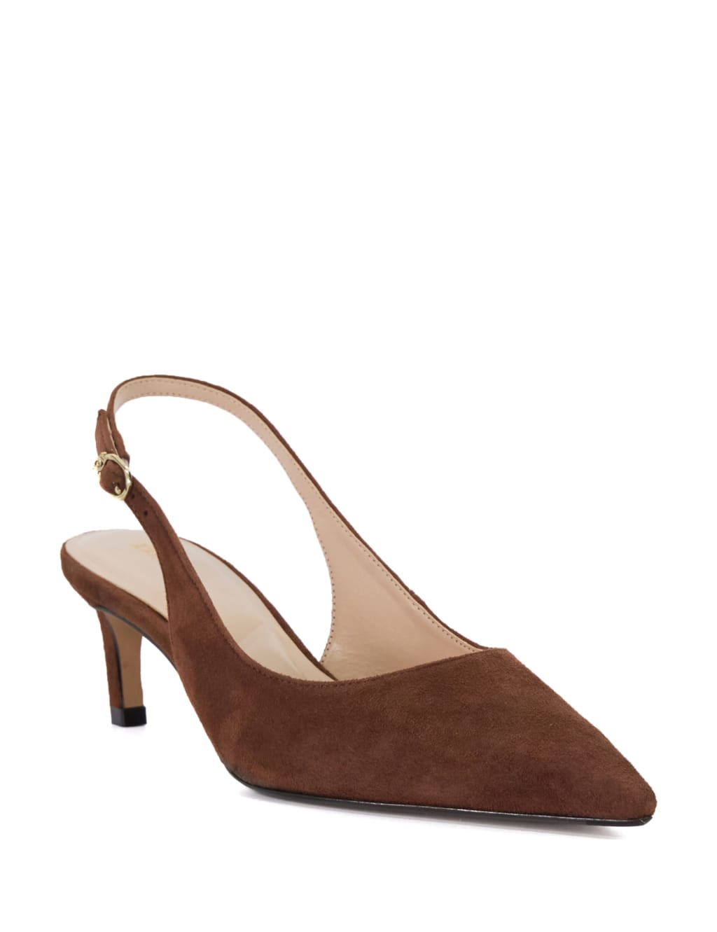 Suede Kitten Heel Pointed Slingback Shoes