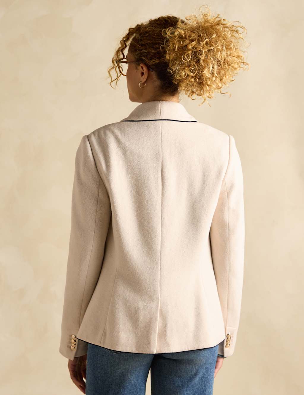 Cotton Rich Herringbone Shawl Collar Blazer 3 of 6