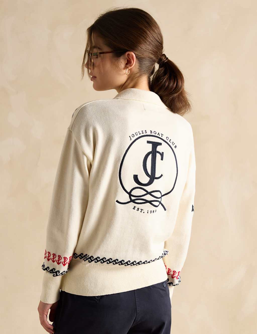 Pure Cotton Intarsia Collared V-Neck Jumper 3 of 7